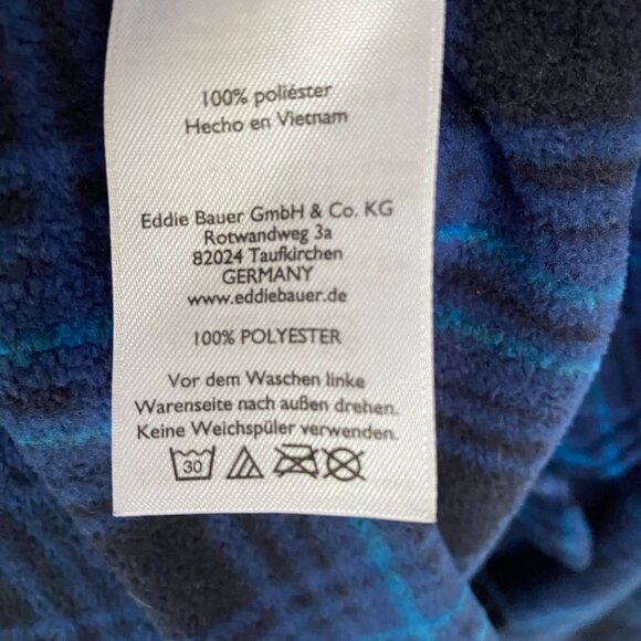 Eddie Bauer Mens Fleece Button Up Shirt, Long Sleeve, Blue/Black Plaid, Size 2XL - Picture 11 of 12